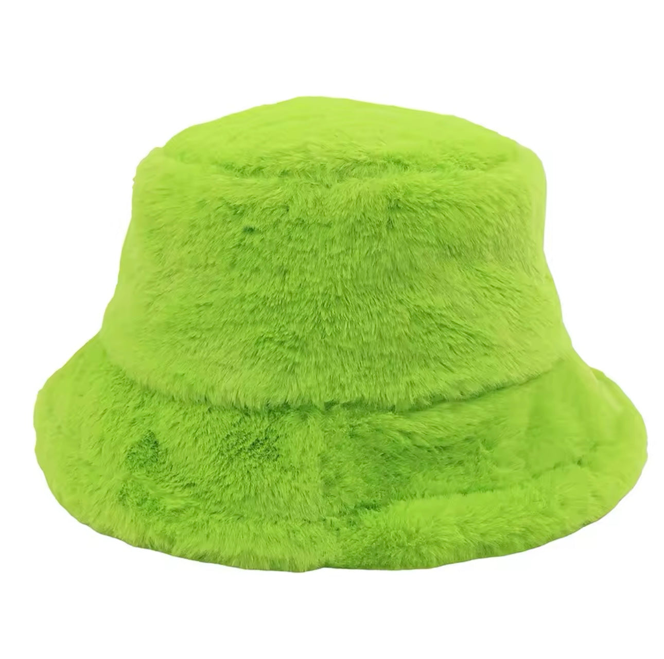 Green Faux Fur Bucket Hat