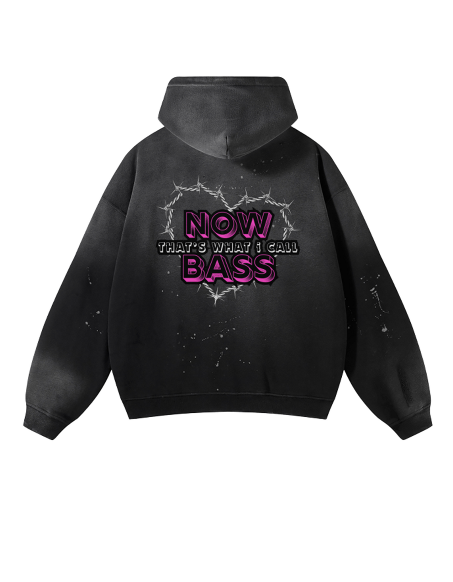 'Now That's What I Call Bass' Heavy Weight Grey Wash Hoodie