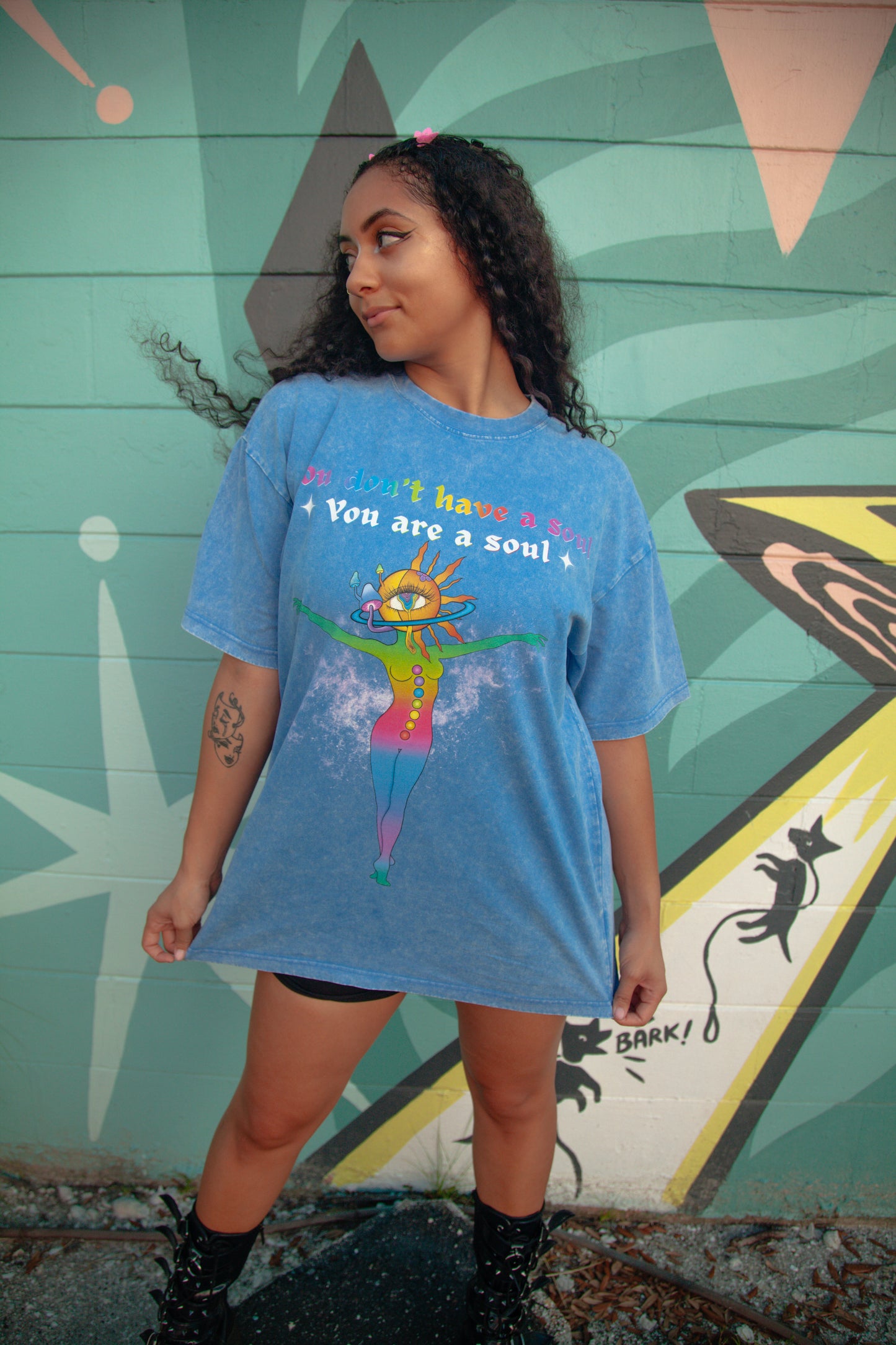 ‘You Are A Soul’ Unisex Oversized Acid Wash T-Shirt