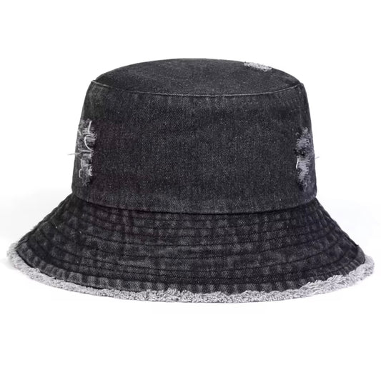 Distressed Denim Bucket Hat
