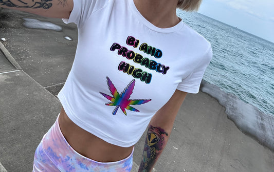 'Bi And Probably High' Women's Fitted Crop Top