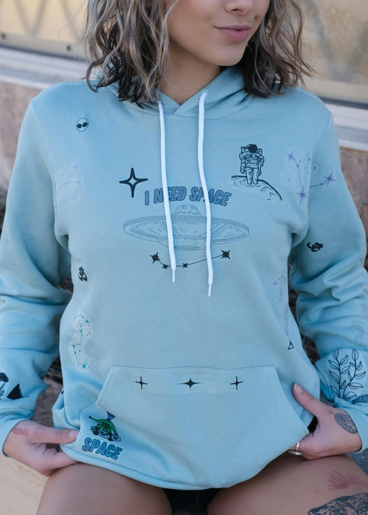 Spaced Out Hoodie // Light Blue // Small - XL