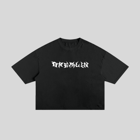 Gremlin Distressed Boxy Cropped T-Shirt