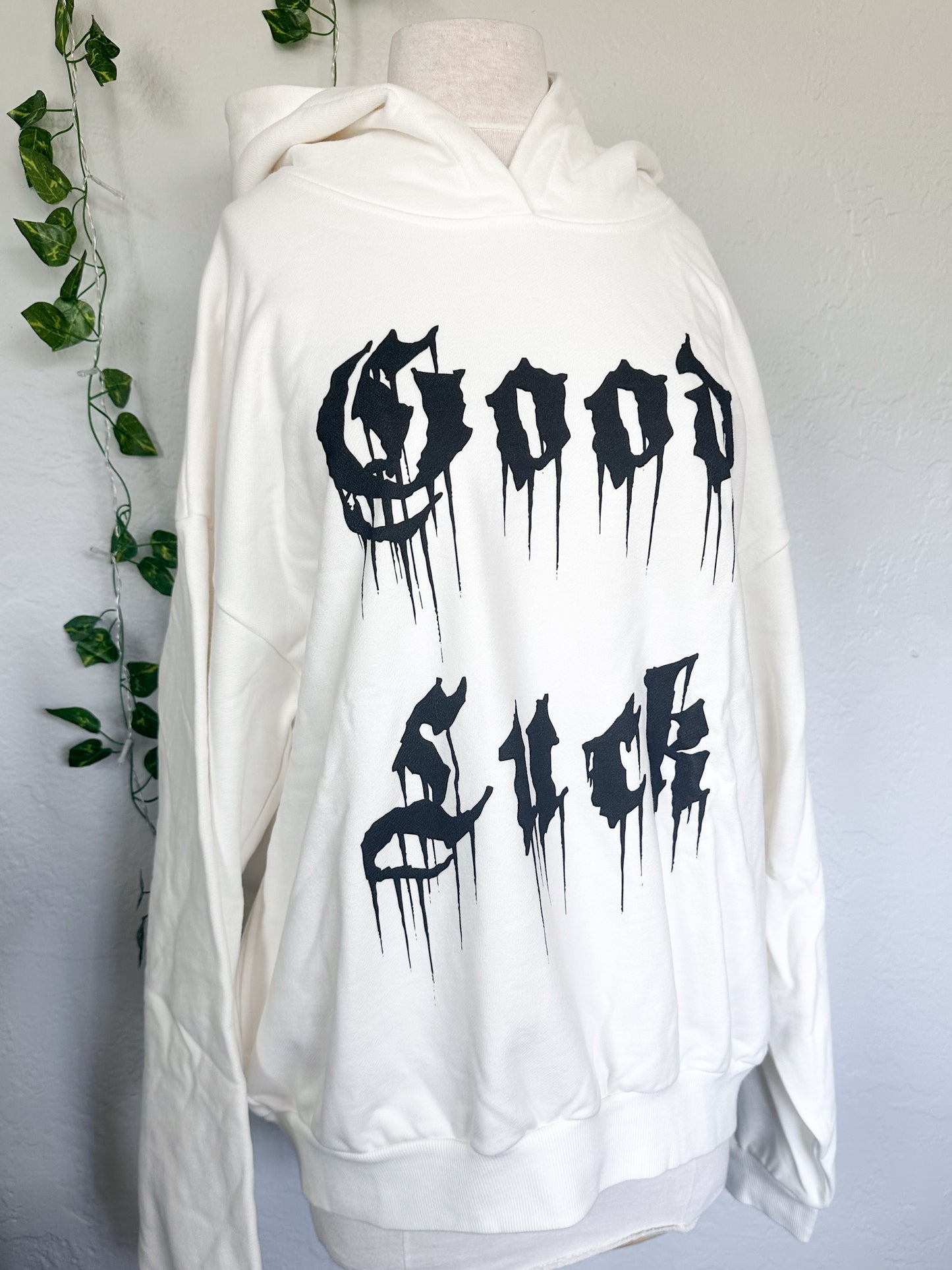 'Good Luck' Oversized Hidden Pocket Hoodie