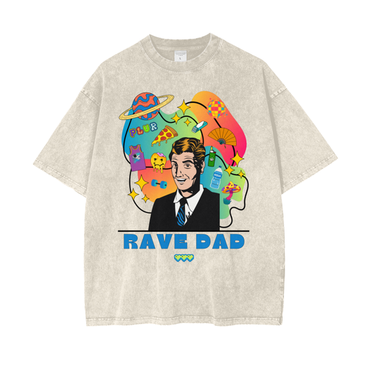 'Rave Dad' Acid Wash Oversized T-Shirt