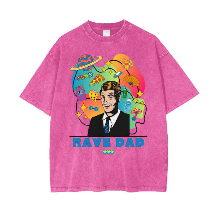 'Rave Dad' Acid Wash Oversized T-Shirt