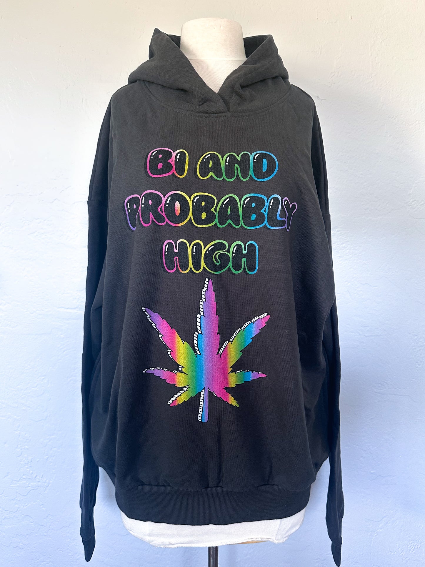 'Bi And Probably High' Oversized Hidden Pocket Hoodie