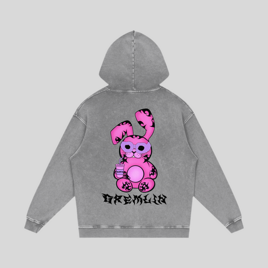 Cybersigilism Sippy Gremlin Acid Wash Hoodie