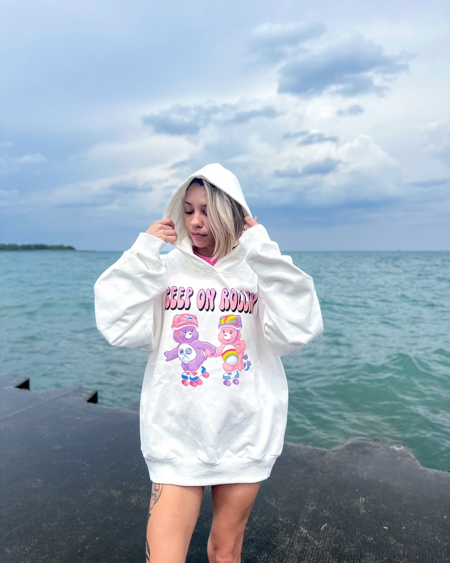 'Keep On Rollin' Oversized Hidden Pocket Hoodie