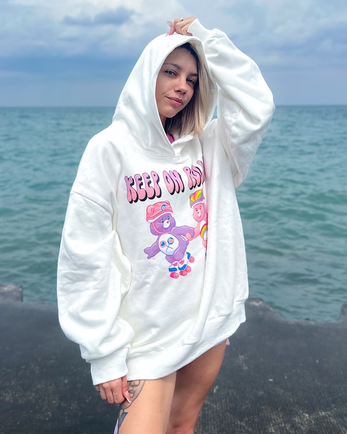 'Keep On Rollin' Oversized Hidden Pocket Hoodie