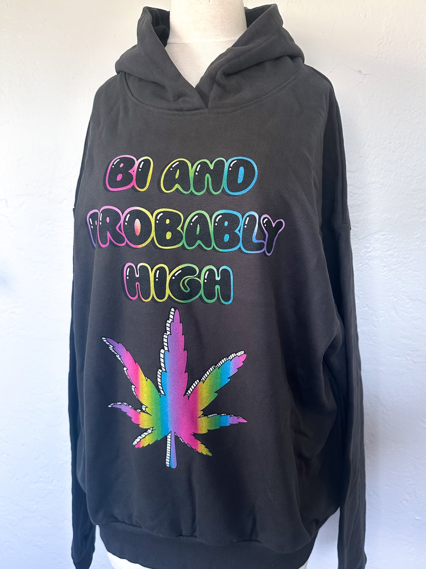 'Bi And Probably High' Oversized Hidden Pocket Hoodie