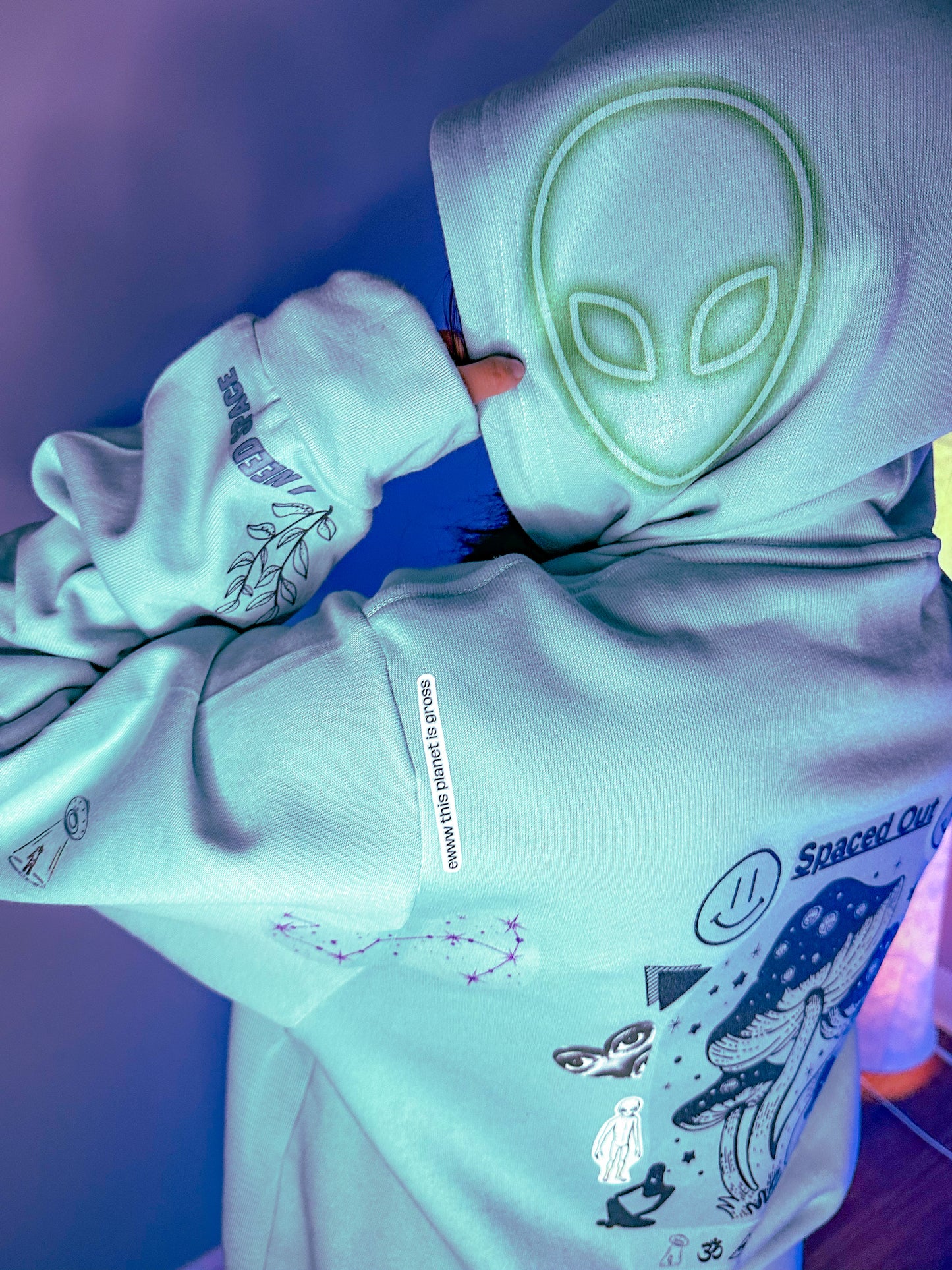 Spaced Out Hoodie // Light Blue // Small - XL