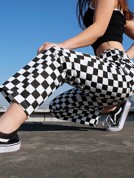 Checkered High Waisted Pants