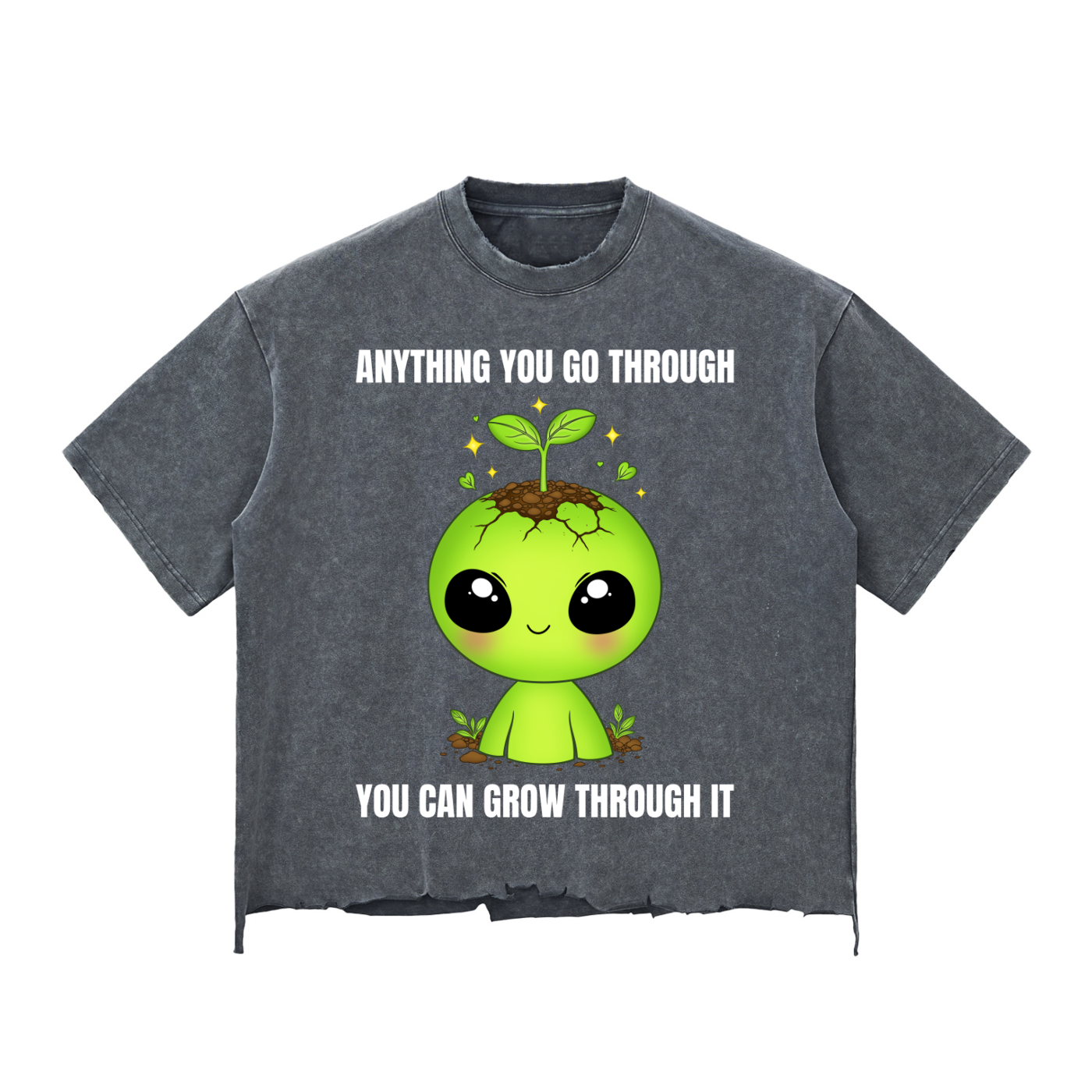Sprouted Alien Snow Wash Distressed T-Shirt