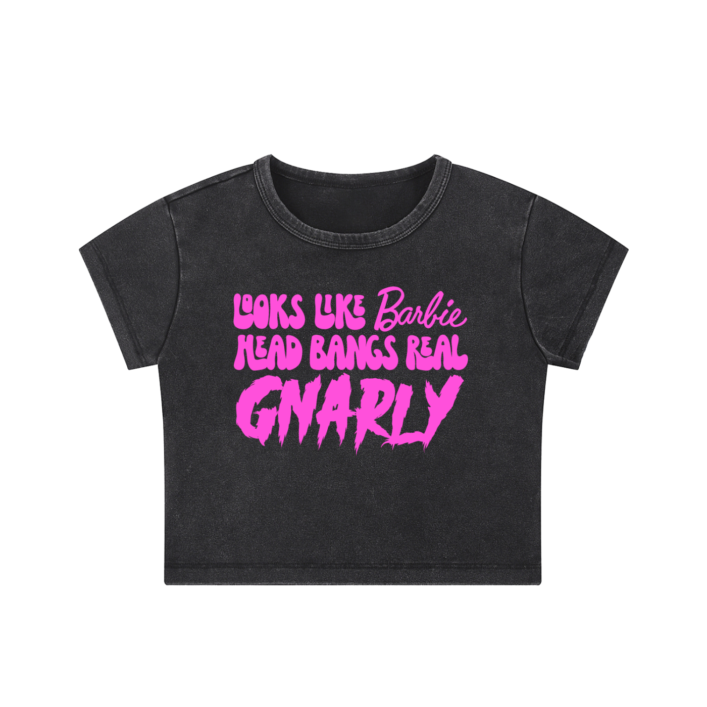 Gnarly Barbie Snow Wash Crop Top