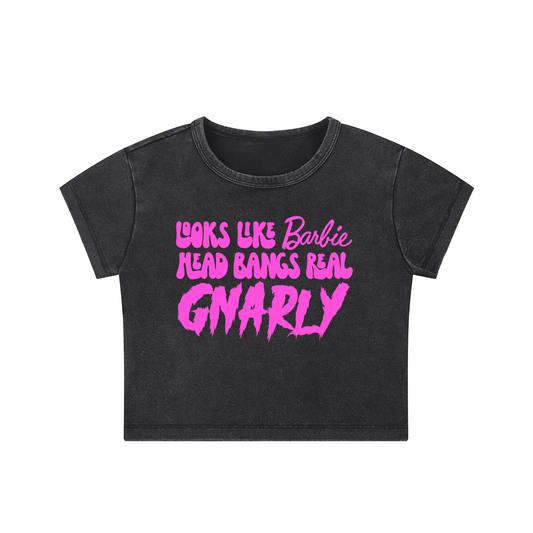 Gnarly Barbie Snow Wash Crop Top