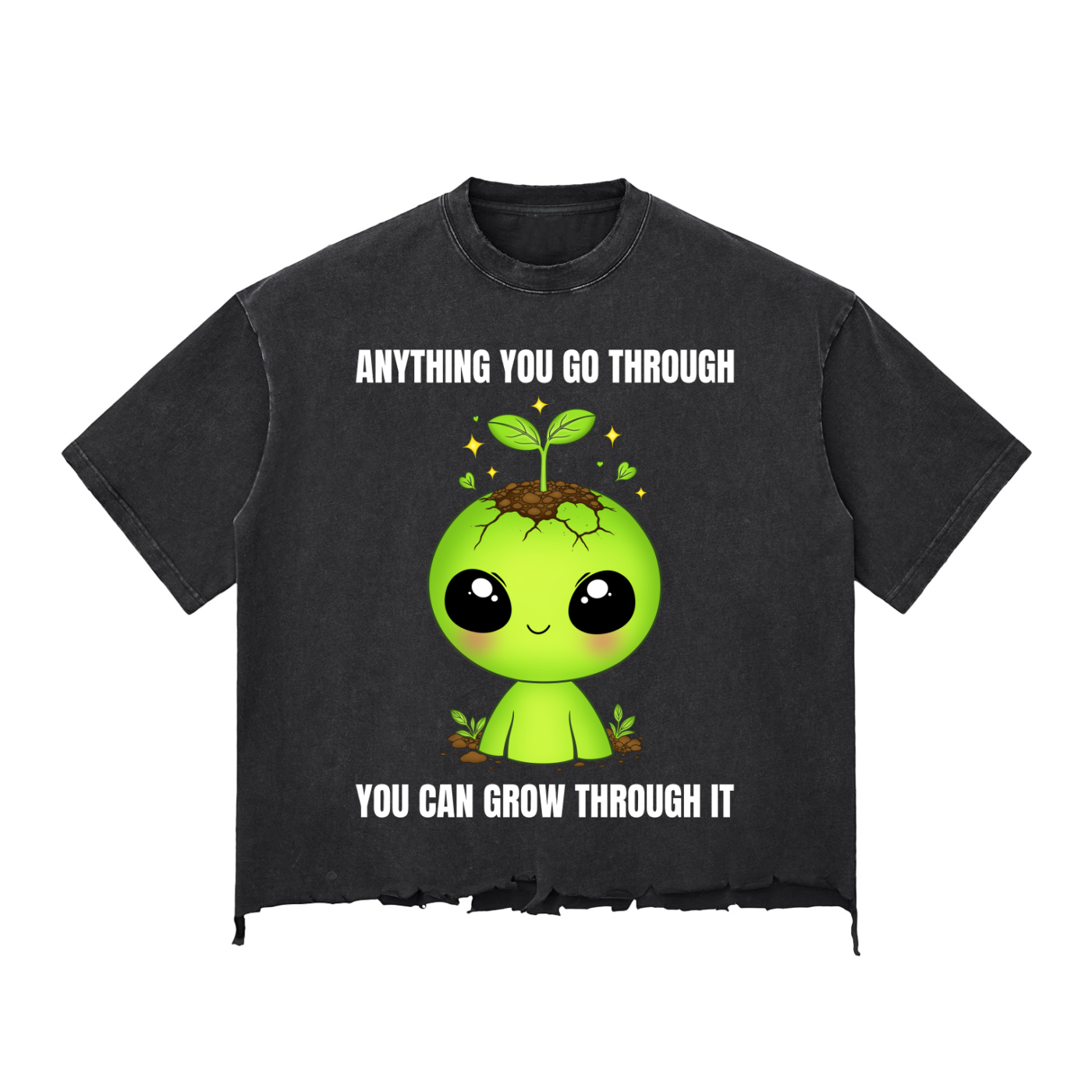 Sprouted Alien Snow Wash Distressed T-Shirt