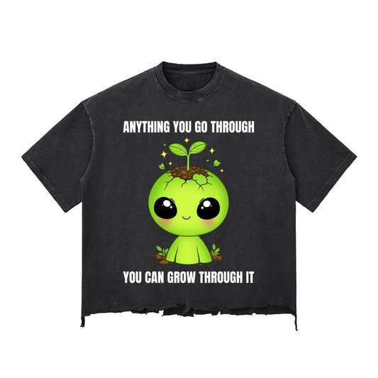 Sprouted Alien Snow Wash Distressed T-Shirt