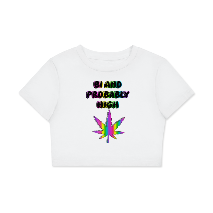 'Bi And Probably High' Women's Fitted Crop Top