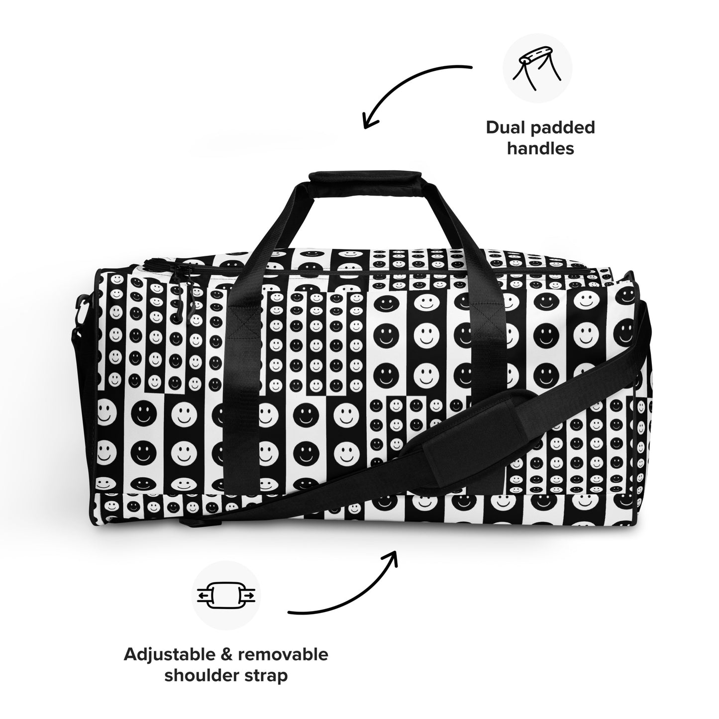 Checkered Smiley Face Duffle Bag