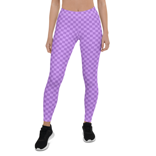 Purple Checkered Unisex Leggings