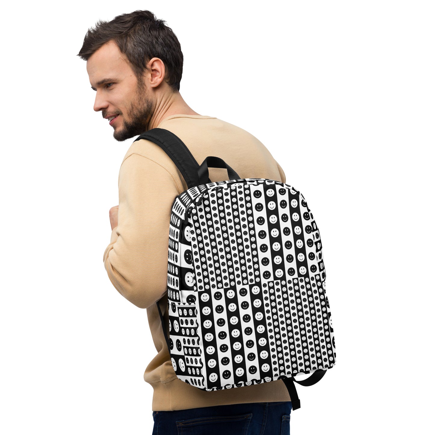 Black & White Smiley Face Backpack