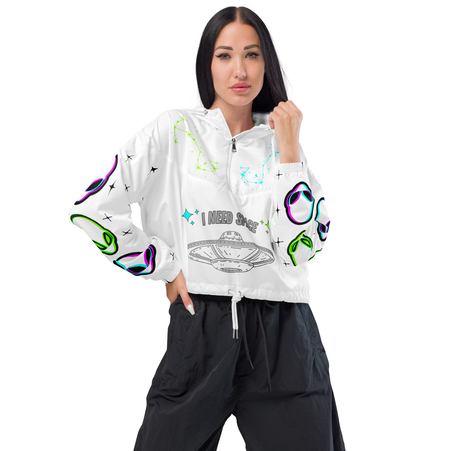 'I Need Space' Cropped Windbreaker