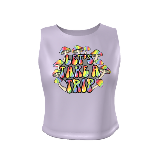 'Let's Take A Trip' Fitted Cropped Tank Top