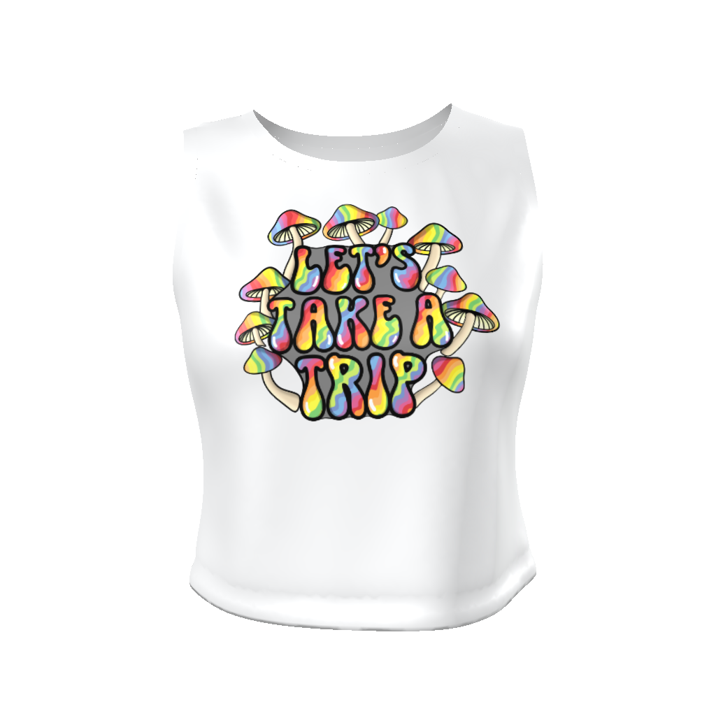 'Let's Take A Trip' Fitted Cropped Tank Top