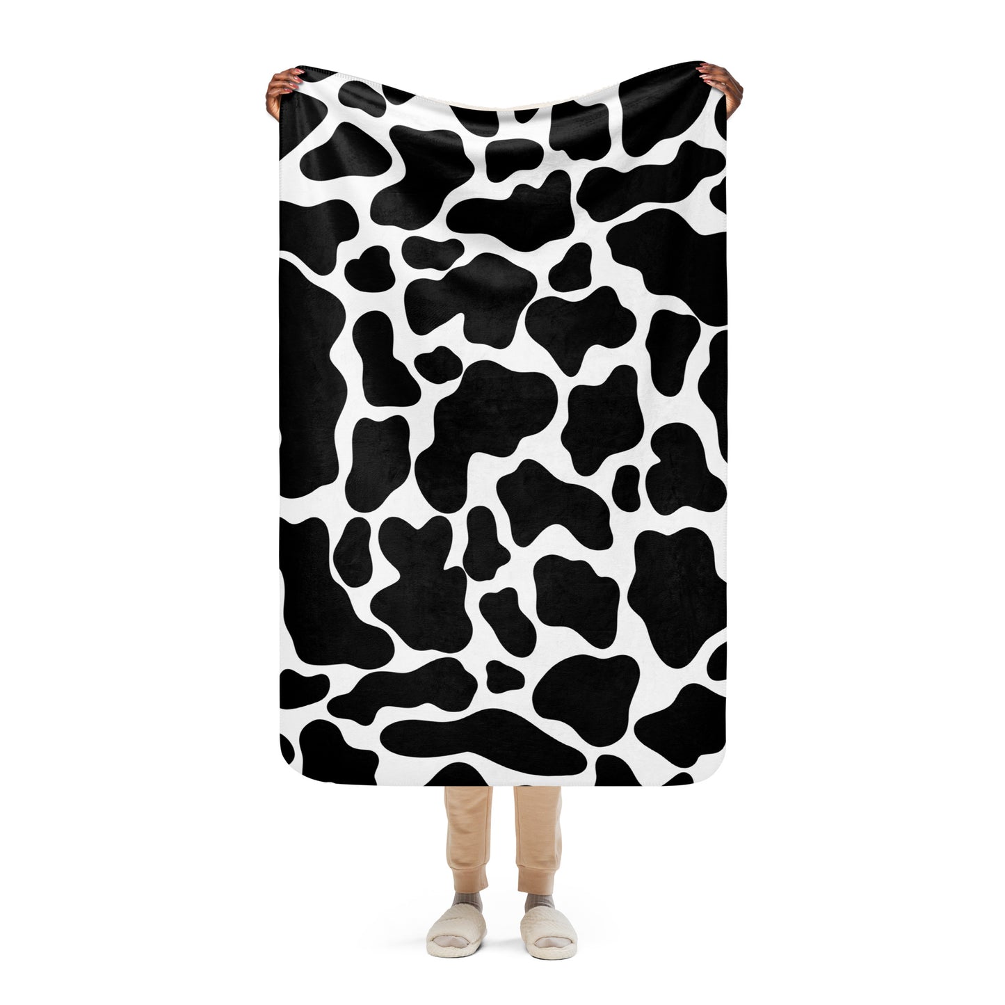 Cow Print Sherpa Blanket