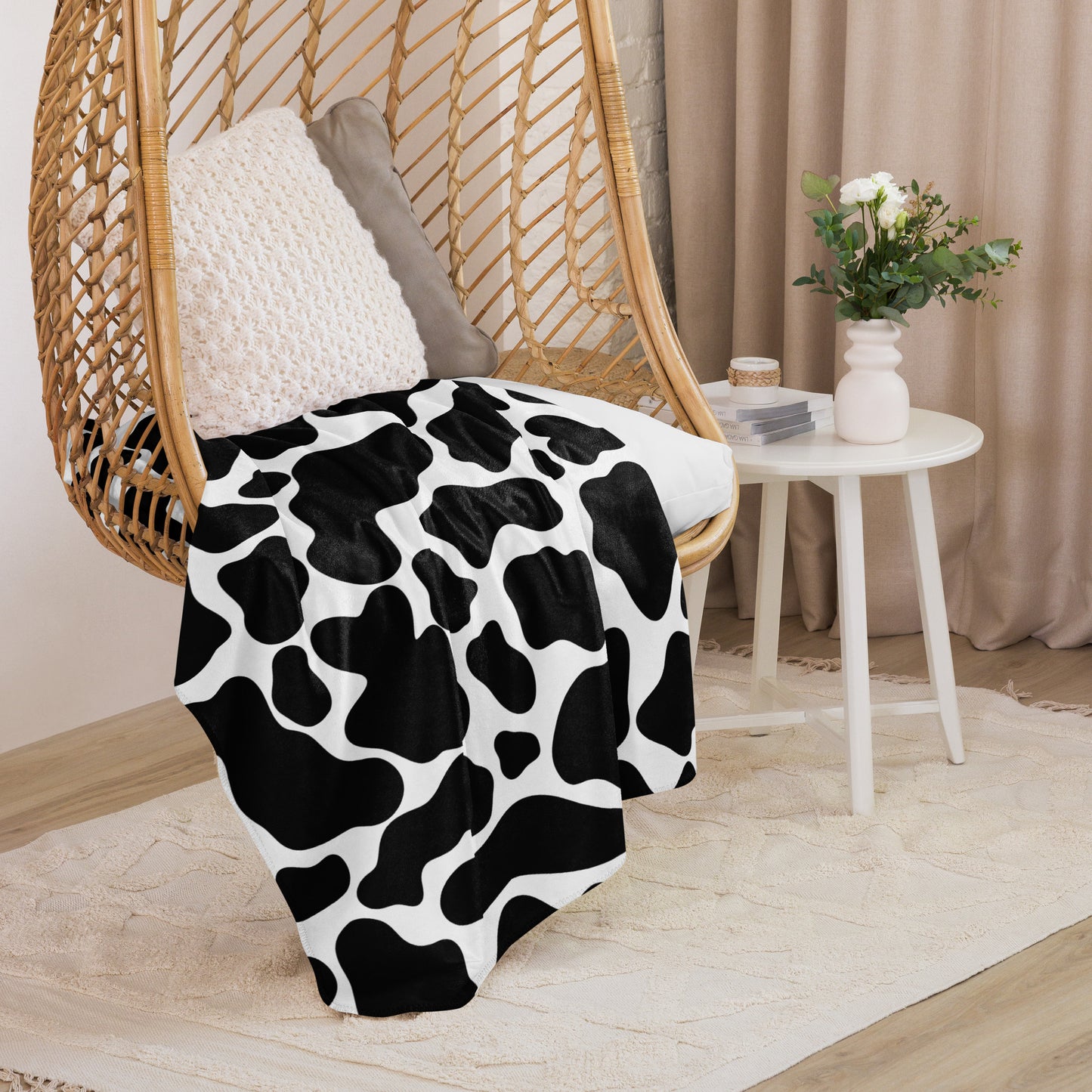 Cow Print Sherpa Blanket