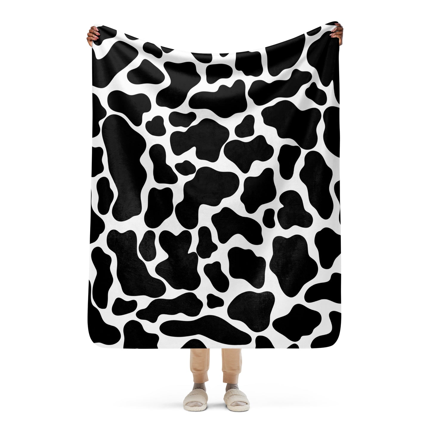 Cow Print Sherpa Blanket